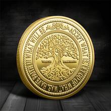 1 枚生命之樹紀念幣/流浪者紀念章,3d 金銀浮雕,銅銀電鍍工藝裝飾,個性化創意 - 彩色 - 查看 8