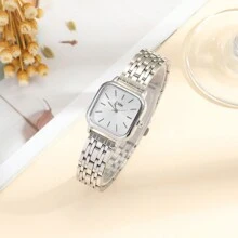 2 件/套简约不锈钢表带女士石英手表，优雅休闲日常佩戴，适合生日、礼物、周年纪念、年终促销、网络星期一、万圣节促销，无礼盒 - 銀色 - 查看 4