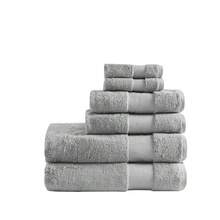 6 Piece Turkish Bath Towel Set,Including 4 Piece Extra Large Bath Towel Sets,Highly Absorbent Soft  Over-Sized Quick Dry Towel Shower Towel For Bathroom Luxury Spa Towel,All-Season Multi-Color Home Textile For New Valentine's Holiday Ideal Gifts - Grey - View 2