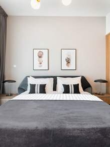 Double Bedspread Quilt With Brief, Straight Edge 2.00x2.30 - Black - View 1
