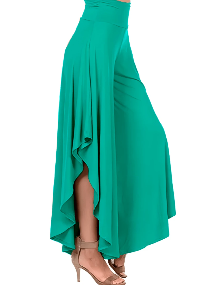 Falda pantalon ancho con volanes - verde menta - Ver 1