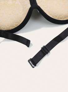 1 件黑色透明肩带硅胶防滑聚拢半杯半罩杯文胸，派对装 - 黑色 - 查看 5