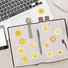 60張陽光塗鴉防水貼紙,適用於行李箱、水杯、摩托車、手提電腦、頭盔、桌面、滑板等