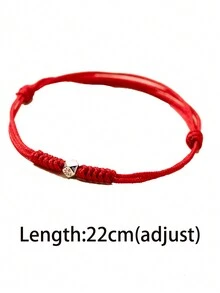 1入時尚925純銀&斷裂銀珠寶「幸運祝福」紅繩可調節手鍊,適合日常佩戴