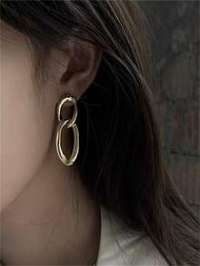1pair European And American Style Minimalist And Dangle Earrings, Simple Yet Versatile - Gold - View 7