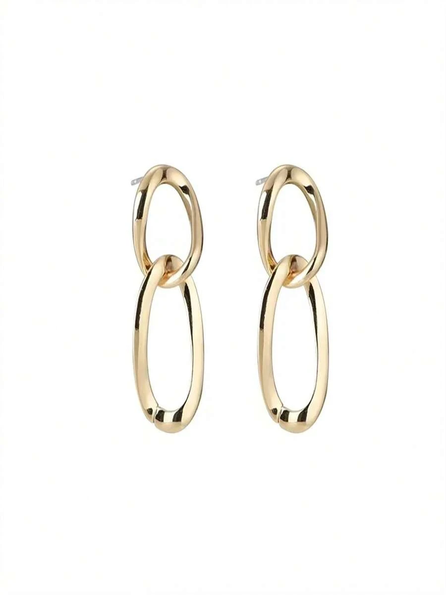 1pair European And American Style Minimalist And Dangle Earrings, Simple Yet Versatile - Gold - View 1
