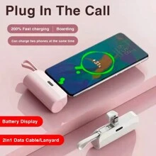 Mini Portable Power Bank, 5000mAh External Battery Plug Play Power Bank Type C Fast Effective Charger - Pink - View 11