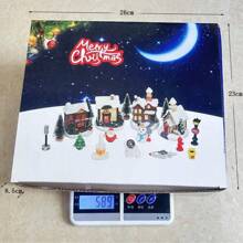 18pcs Christmas Village Small House Miniatures Set - Apricot - View 3