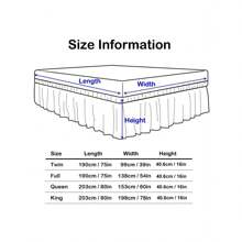 1Pc Luxury Around Style, Elastic Wrap Ruffled Bed Skirt 16inch Drop - Black - View 6