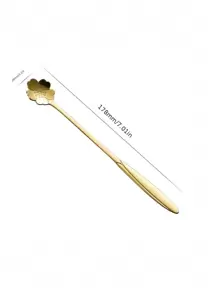 4pcs Stainless Steel Long-Handled Mixing Spoon, Small Spoon, Coffee Spoon, Extended Creative Ice Spoon, Sweetness Honey Petal Spoon,Kitchen,Christmas Gift,School Supplies - Gold - View 8