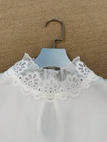 透明網紗維多利亞風格現代高領荷葉邊領內可拆式假領服裝裝飾領子 - 白色 - 查看 4