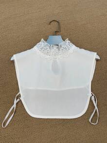 透明網紗維多利亞風格現代高領荷葉邊領內可拆式假領服裝裝飾領子 - 白色 - 查看 5