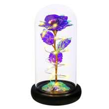 紫色彩虹玫瑰禮物給媽媽,女性生日禮物,子女送給媽媽的禮物,玻璃罩中的玫瑰送給奶奶/妻子 - 紫色 - 查看 1