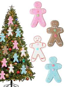 4入組16cm/6.30in人造泡沫薑餅掛件,用於聖誕節裝飾聖誕樹掛件 - 彩色 - 查看 2