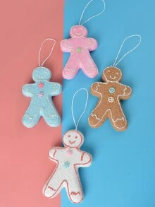 4入組16cm/6.30in人造泡沫薑餅掛件,用於聖誕節裝飾聖誕樹掛件 - 彩色 - 查看 4