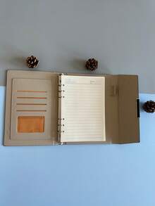 1pc A5 Loose-leaf Notebook With Magnetic Buckle Closure, Simple & Vintage Design, High-end Business Notebook In Navy Blue With Metallic Clasp - Navy Blue - View 4