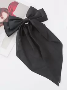 1 pieza de clip de pelo de primavera con cinta de un solo color, simple y elegante - Negro - Ver 2