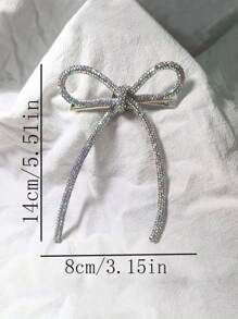 1 pieza Clip de pelo de mujer con decoración de lazo blanco y mariposa, con cristales, perfecto para fiesta, regalo, tiaras reales, Día de San Valentín, accesorios para el cabello, pasadores de pelo, pinzas para el cabello, artículos escolares, universidad, horquilla - Blanco - Ver 2