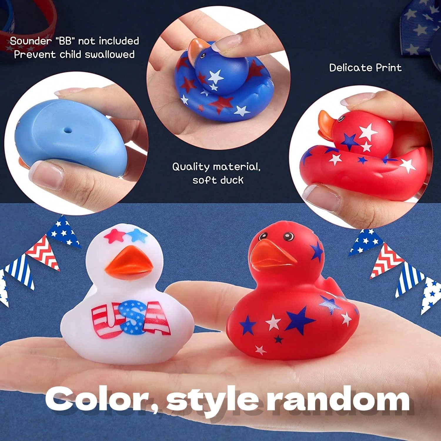 24 PCS 2 Inch Patriotic Rubber Ducks Bulk Float Rubber Ducks for Sale