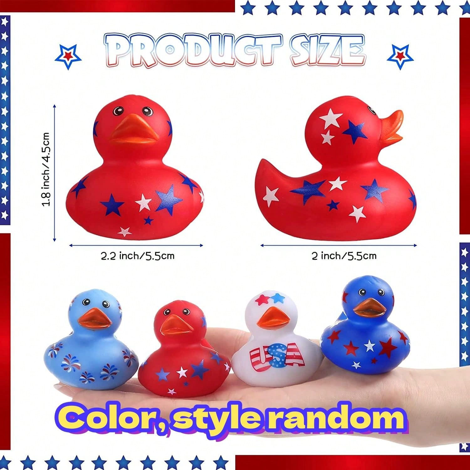 24 PCS 2 Inch Patriotic Rubber Ducks Bulk Float Rubber Ducks for Sale