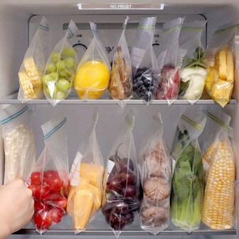 20pcs Medium Double-zipper Sealed Food Storage Bags, Suitable For Keeping Various Kitchen Foods Fresh And Sealed, Outdoor Travel Storage, Household Organization