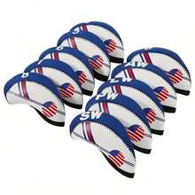 10 件裝美國國旗圖案氯丁橡膠高爾夫球桿鐵頭套減震防刮 - 藍色 - 查看 3