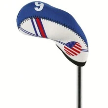 10 件裝美國國旗圖案氯丁橡膠高爾夫球桿鐵頭套減震防刮 - 藍色 - 查看 4