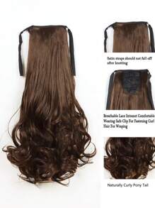 14英寸/18英寸/22英寸合成纤维抽绳马尾夹式假发，适合女性在圣诞节和万圣节佩戴 - 亞麻棕 - 查看 10