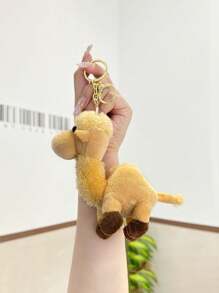 1 件裝女式可愛淺棕色駝色,毛絨鑰匙扣,動物軟鑰匙扣配件,卡哇伊毛絨鑰匙扣,