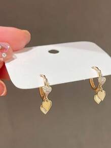 1對優雅溫柔S925純銀電鍍14K金戀愛耳環，適用於女性禮物珠寶配件