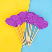 蛋糕裝飾材料包 - 星星和愛心形狀套裝蛋糕裝飾和旗幟適合派對烘焙甜點桌 10 件/包