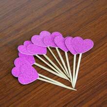 蛋糕裝飾材料包 - 星星和愛心形狀套裝蛋糕裝飾和旗幟適合派對烘焙甜點桌 10 件/包