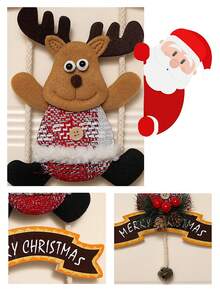 1入聖誕裝飾,掛老人雪人門掛飾品,玻璃窗掛聖誕樹裝飾,場景裝飾 - 『粉紅色鈴鐺』鹿 - 查看 4
