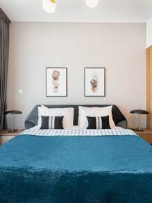 Double Bedspread Quilt With Brief, Straight Edge 2.00x2.30 - Blue - View 1