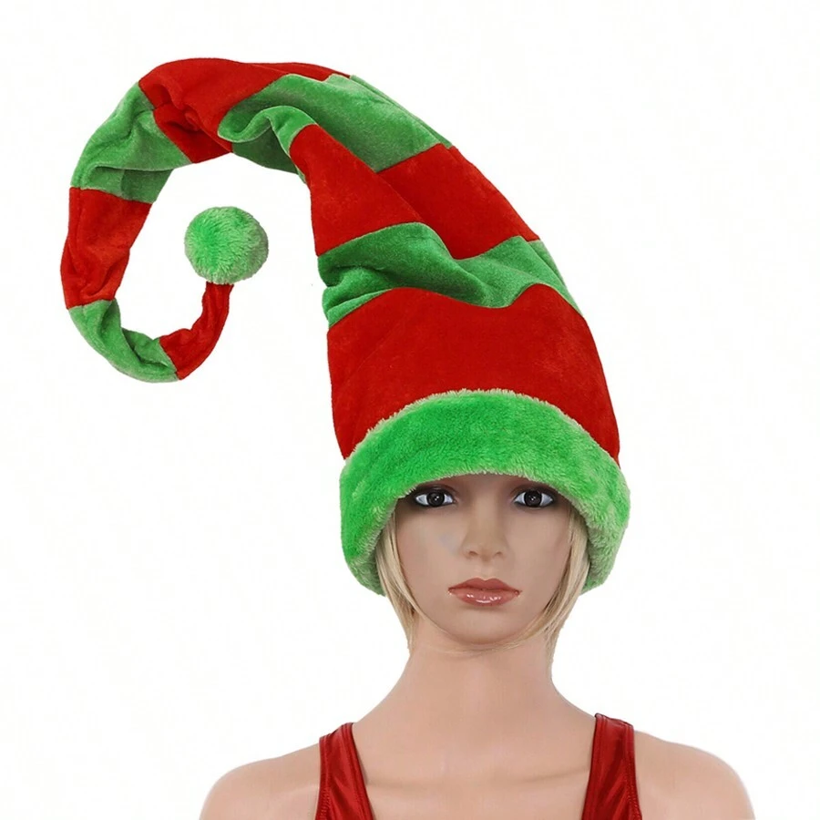 1頂中性聖誕節帽子,創意精靈帽風格,適用於節日聚會和舞會,裝扮時尚好玩 - 彩色 - 查看 1
