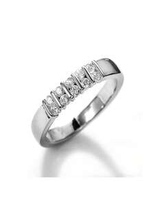 1pc Elegant White Zirconia Double Row Ring, Simple Design Engagement & Wedding Ring