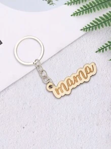 1pc Wooden Keychain Laser Engraved With Initials, Unisex - Multicolor - View 8