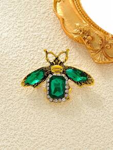 1枚创意时尚巴洛克风格水晶蜜蜂装饰个性化胸针，男女皆宜，节日派对度假礼物，服装搭配，日常佩戴，珠宝配饰