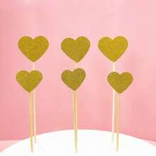 蛋糕裝飾材料包 - 星星和愛心形狀套裝蛋糕裝飾和旗幟適合派對烘焙甜點桌 10 件/包