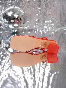 歐美時尚厚跟後背鞋,採用十字紋帶和扣環設計,適合休閒和正式場合 - 珊瑚橙 - 查看 6