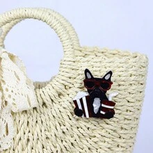 1錠手工製作的透明動物造型壓克力卡通胸針,適用於兒童穿著、換裝及配飾,全季適用