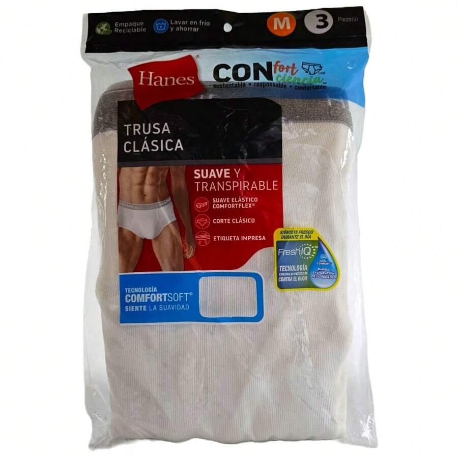 Trusa de Caballero Hanes Blanca 3pack Modelo 2249 - Blanco - Ver 1