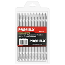 Jogo de Bits Philips para Parafusadeira PH2 Imantada 110mm 1/4 com 10 Unidades Profild Profissional - Cinza - Visão 1