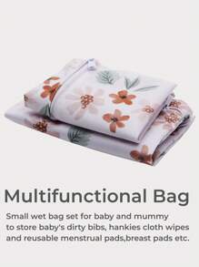 2 件装防水沙滩尿布布尿布洗衣婴儿大号袋子泳裤干湿袋小号，也可用作化妆包化妆品包旅行拉链化妆品收纳袋盥洗包卡通手提包女童铅笔袋，尿布干湿袋 - 彩色 - 查看 2