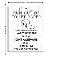 Fun Bathroom Canvas Wall Art | Rural Style Bathroom Printed Decoration Sign With Frame | Toilet Wall Decor 30*40cm With Frame For Easy Hanging - Black and White - View 2