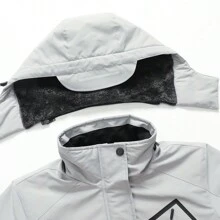 Women's Waterproof Ski Jacket Warm Winter Snow Coat Hooded Raincoat - Màu Xám nhạt - Xem 6