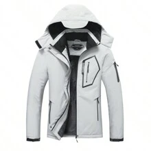 Women's Waterproof Ski Jacket Warm Winter Snow Coat Hooded Raincoat - Màu Xám nhạt - Xem 1