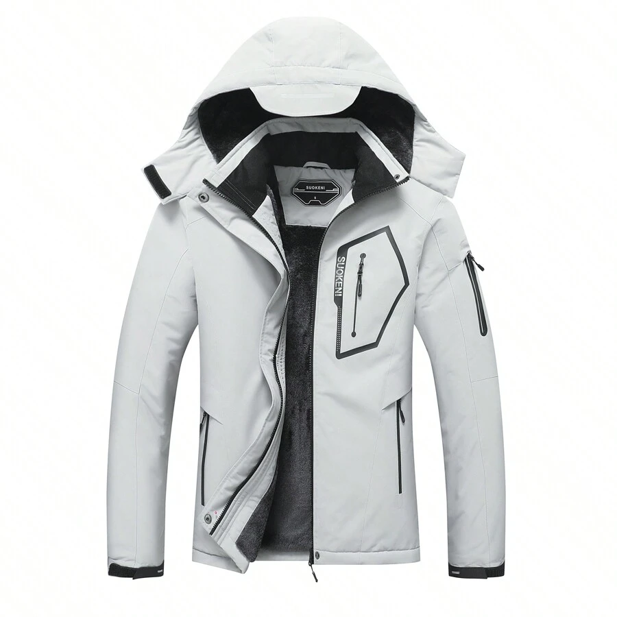 Women's Waterproof Ski Jacket Warm Winter Snow Coat Hooded Raincoat - Màu Xám nhạt - Xem 1