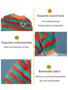 1 Miếng Sọc Sang trọng Hoodie , Ấm áp Quần áo thú cưng Thích hợp Đối với Nhỏ bé & Trung bình Mèo Và Chó - màu xanh lá - Xem 2