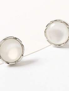 2入組時尚圓形水晶和寶石鑲嵌袖扣,法式情侶襯衫袖扣套裝